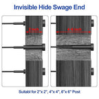 CKE 20 Pairs Black Invisible Cable Railing kit 1/8" Swage Tensioner Hardware and Terminal Hidden T316 Stainless Steel Invisible Receiver and Swage Stud End for 2"x2" 4"x4" Wood/Metal Post Deck Stairs
