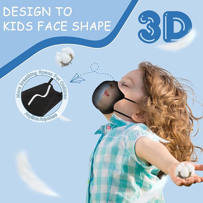 RANTO Kids Masks, 50pcs 5 Ply Mask for Children with Adjustable Earloop, Multicolor Print Mask with Soft Sponge Nose Bridge