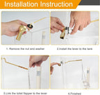 Hibbent Universal Metal Side Mount Toilet Handle Replacement Kit, Brass Toilet Flush Tank Lever with Stainless Steel Flapper Chains for Most Toilets, Shiny Gold