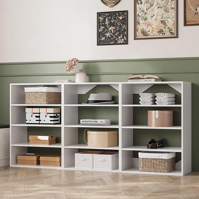 Short Tower Closet Unit, Modular Closet System, Wood Closet System Organizer with Storage for Walk In Closets, Clothing Rack Wardrobe Closet for Hanging Clothes, Bedroom, White, 25.5"W