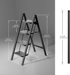 Step Ladder 4 Step Folding, Sturdy 330 Lbs Small Step Stool for Adults, Closet Step Stool Ladder with Anti-Slip Wide Pedals, Portable Folding Ladder for Home Kitchen Office