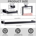 Gisafai 15 Pcs Bathroom Hardware Accessories Set 23.6 Inch Bath Towel Bar Kit Stainless Steel Bathroom Hardware Set Towel Racks Ring Hooks Paper Holder for Wall Mounted (Black Silver)