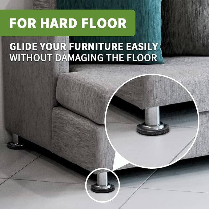 Felt Furniture Sliders for Hardwood Floors 8 PCS - 3 1/2 inch Furniture Moving Slider – Heavy Duty Felt Movers Sliders Chair Legs Floors Protectors (for Hardwood Floors) Brown