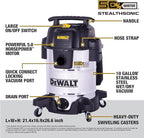 DEWALT 10 Gal Stealthsonic Shop Vacuum Wet and Dry, 5HP Heavy-Duty Stainless Steel Shop Vac, Ultra-Quiet with Complete Accessory Kit & 6 Bonus Dust Bags - Ideal for Job Sites, Workshops & Garages