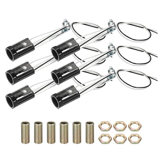 PATIKIL Candelabra Base Lamp Holder Light Socket, 6pcs UL Listed Keyless E12 Bulb Socket with 9.8" Wire Leads for E12 Incandescent LED Light Bulbs, 3.5" Tall