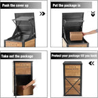 Outdoor Package Delivery Box with Lock - Weatherproof Parcel Drop Boxes for Porch, Anti-Theft Design, Wood-Grain Decorative Mailboxes for Secure Mail & Packages