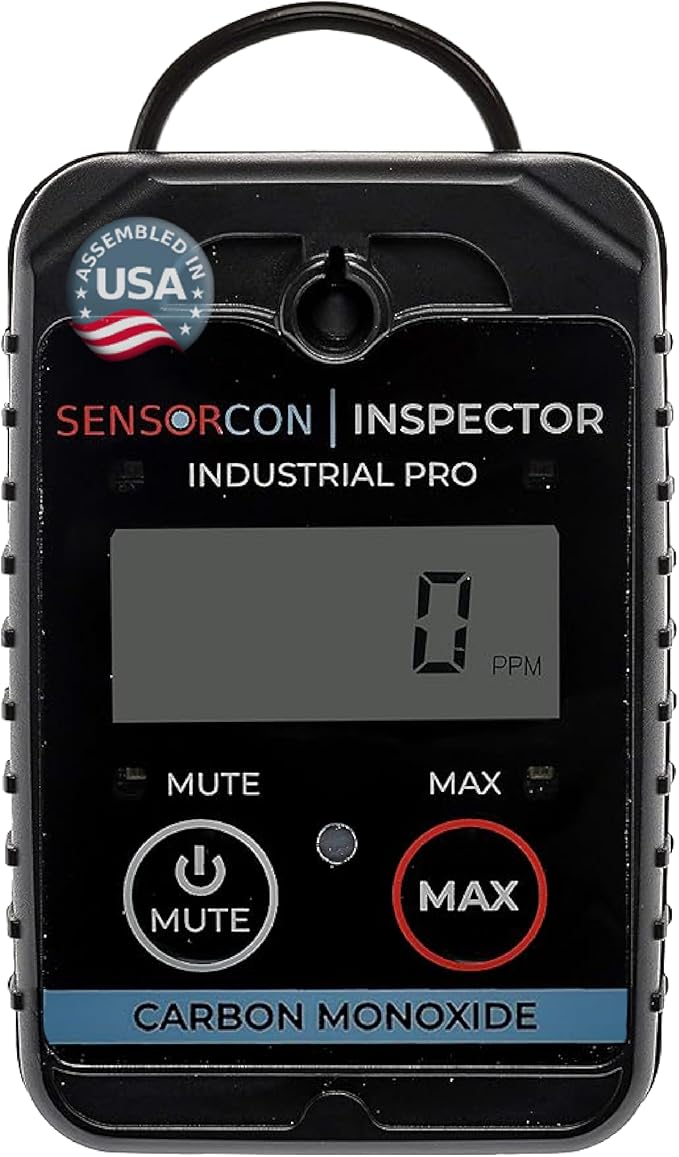 Inspector 2 Industrial Pro Portable Carbon Monoxide Detector – Intrinsically Safe CO Detector with 24-hr TWA & Programmable Visual, Audio & Vibration Alerts
