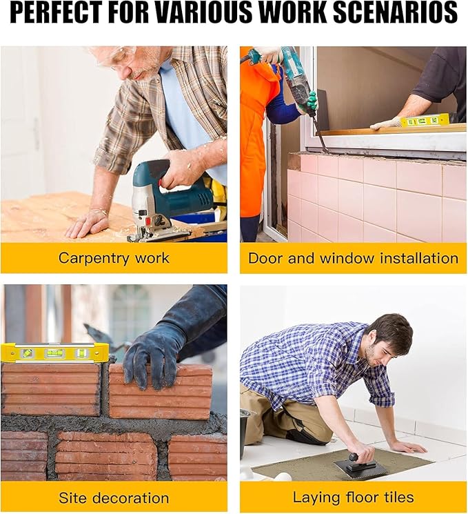 9 Inch Torpedo Level, Magnetic Box Level with 45°/90°/180° Bubbles, Shock Resistant Bubble Level Tool for Measuring