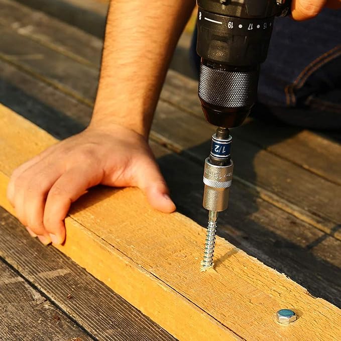 Socket Adapter Extension Set, 1/4, 3/8, 1/2 Inch Hex Shank, Impact Grade, Power Drill to Socket Converter, 3-Piece (Black)