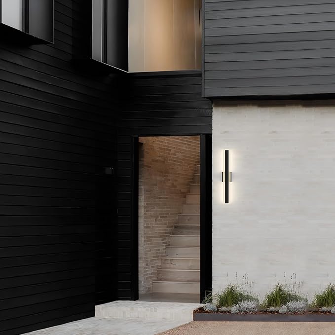 LamQee 23.6 Inch Long Outdoor Wall Lights Modern Exterior Lighting Fixtures for House, Waterproof 3000K 19W 950LM LED Linear Outdoor Wall Sconces Lighting for Porch Patio Garage Door Yard Indoor