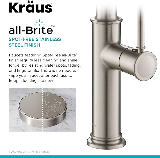 KRAUS Sellette Commercial Style Pull-Down Kitchen Faucet and Deck Plate in Spot Free Stainless Steel, KPF-1683SFS