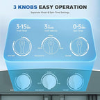 Superday Portable Washing Machine, 17.6lbs Mini Washing Machine and Spin Dryer Combo, Mini Twin Tub Laundry Machine for Camping, Apartments, Dorms, College Rooms, RV, Delicates, Grey