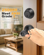 1Pack Exterior Door Lever Lockset with Single Cylinder Deadbolt Black Door Handle with Deadbolt Lock Set Keyed Alike, Matte Black Finished
