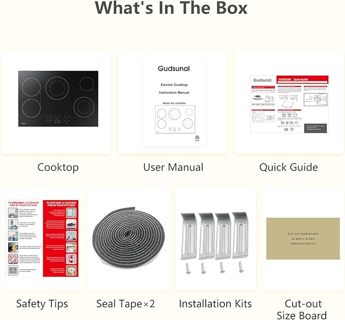 36 Inch Electric Cooktop 5 Burners, ETL & FCC Certificated, Sync Burner, Quick Boil, Keep Warm Setting, 9 Heating Level, Timer, Child Lock & Auto Shutdown, 9000W, Drop-in Electric Stove Top