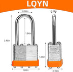 Padlocks with Same Key, LQYN 12 Pcs Laminated Keyed Padlock (1-9/16", 40mm), Keyed Alike Locks, Long Shackle, for Storage Locker, Hasp Latch, Toolbox, Sheds