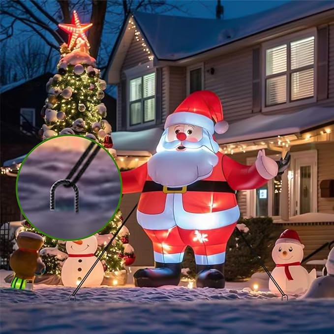 AAGUT 16 Inch Rebar Stakes 3/8" J Hook (16pcs) Heavy Duty Steel Ground Anchors Tent Stakes Ground Stakes with Chisel Point End for Chain Link Fence, Black