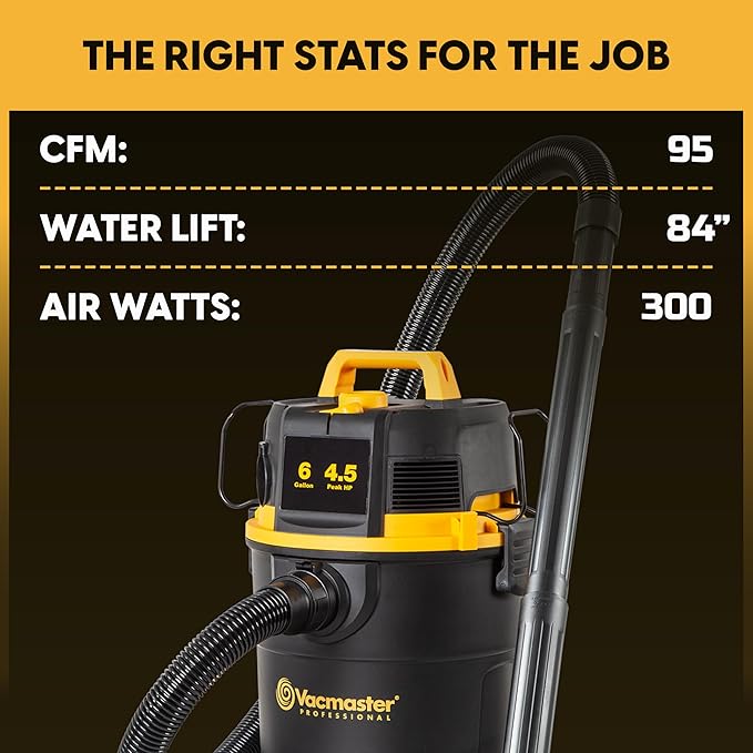 Vacmaster Professional 6 Gallon 4.5 Peak HP Wet/Dry Vacuum with Self-Cleaning Filter System - VDK611PF 0201