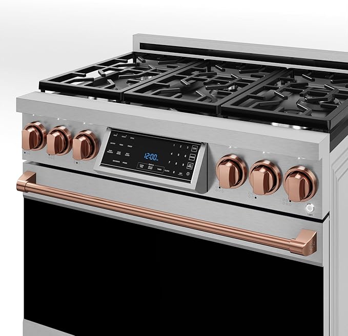 Gordon Ramsay by THOR Kitchen 36 Inch Professional Liquid Propane Range with Tilt Panel Touch Control in Stainless Steel/Rose Gold