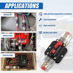 BOJACK 60A Audio Inline Circuit Breaker Reset Fuse Holder 12-24V DC Manual Reset Fuse Holder 3-15 AWG Overload Protection for Car Audio Sound Amplifier System RV Marine Boat Truck Solar Inverter