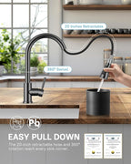 WEWE Kitchen Faucets with Pull Down Sprayer, Stainless Steel Single Handle 1 Hole for Family Kitchen Commercial Camper Laundry Rv Bar, Matte Gray