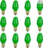 Sunlite 01056 7C7 Incandescent Bulb, 7 Watt, Candelabra E12 Base, C7 Small Night Light, Colored Bulb, Green, 12 Count