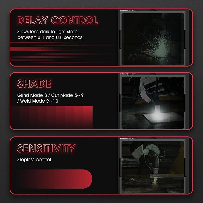 YESWELDER Large Viewing True Color Solar Powered Auto Darkening Welding Helmet with SIDE VIEW, 4 Arc Sensor Wide Shade 4/5-9/9-13 Welder Mask for TIG MIG ARC Grinding Plasma LYG-Q800D