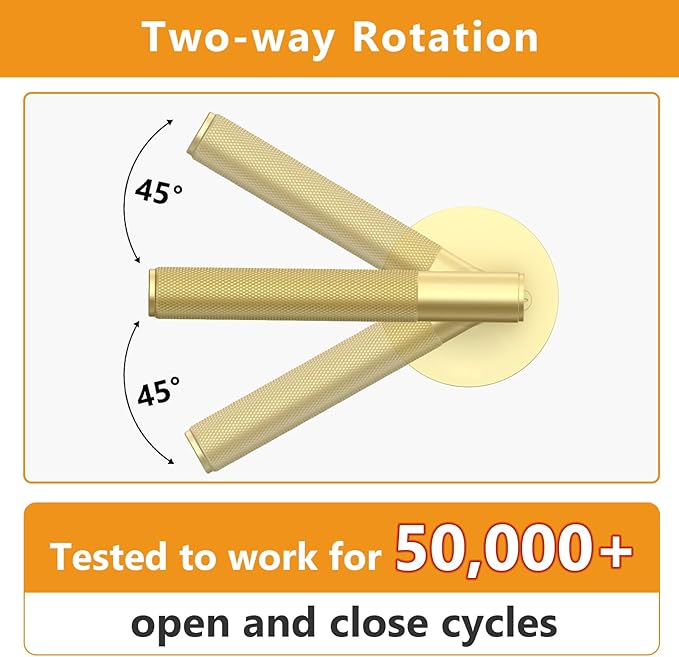 Amerdeco 1 Pack Brushed Gold Passage Door Handles,Heavy Duty Non-Locking Door Lever for Hall, Closet,Office Area, Shopping Malls AM0016