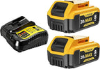 2-Pack 8000mAh High-Capacity Lithium-Ion Battery & Charger Set for DEWALT 20V MAX Battery, Perfectly Compatible with DCB207/DCB204/DCB200/DCB201/DCB203 Series Power Tools, Fast Charging