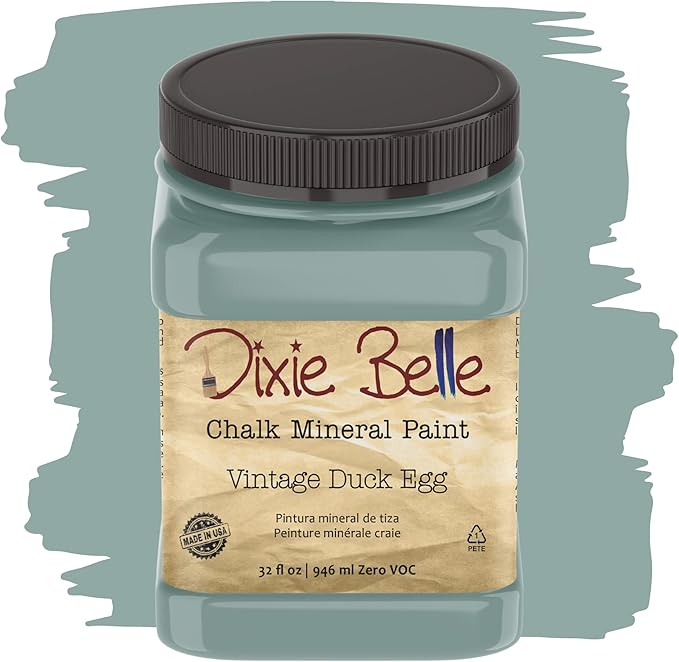 Dixie Belle Paint Company Chalk Finish Furniture Paint - Vintage Duck Egg (32oz) - Matte Light Blue Chic Chalk Mineral DIY Furniture Paint