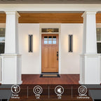 tewei 23.6 Inch Modern Outdoor Wall Sconce, Long Black LED Exterior Lighting Fixtures, Modern Large Outdoor Front Porch Lights Outside Wall Mount Lights for House, Warm White 3000K, 1 Pack