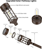 Solar Pathway Lights Outdoor Solar Lights 8 Pack Metal & Glass Design - Waterproof Auto On/Off Bright Long-Lasting Garden Landscape Lighting Walkway Driveway