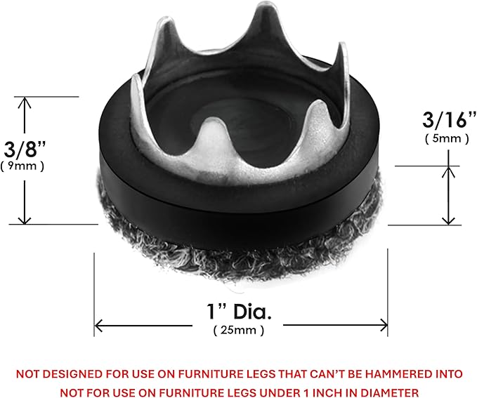 Gorilla Outdoor 1 inch Furniture Feet Floor Protectors/Weatherproof Berber Glides (Set of 8) Hammer On Furniture Pads for Outdoor & Indoor Use