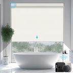 SmartWings Motorized Smart Blinds with Remote, Custom Automatic 100% Blackout Roller Shade Compatible with Alexa/Homekit/Google, Electric Smart Blinds for Indoor Windows, Vinyl Beige