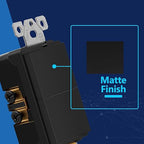 LIDER Minimalist Design Matte Finish Lighted Double Switch, Combination Frameless Decorator Switch with Locator Light, Ground Terminal, Single Pole, 15A 120-277V, UL Listed,Black, 2 Pack