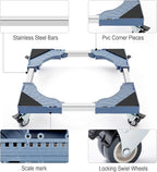 WBD WEIBIDA Adjustable Furniture Dolly with 4 Dual-Locking Wheels, Universal Washing Machine Base Stand, Square Appliance Mover for Refrigerator, Mini-Fridge, Washer & Dryer, Moving Cart