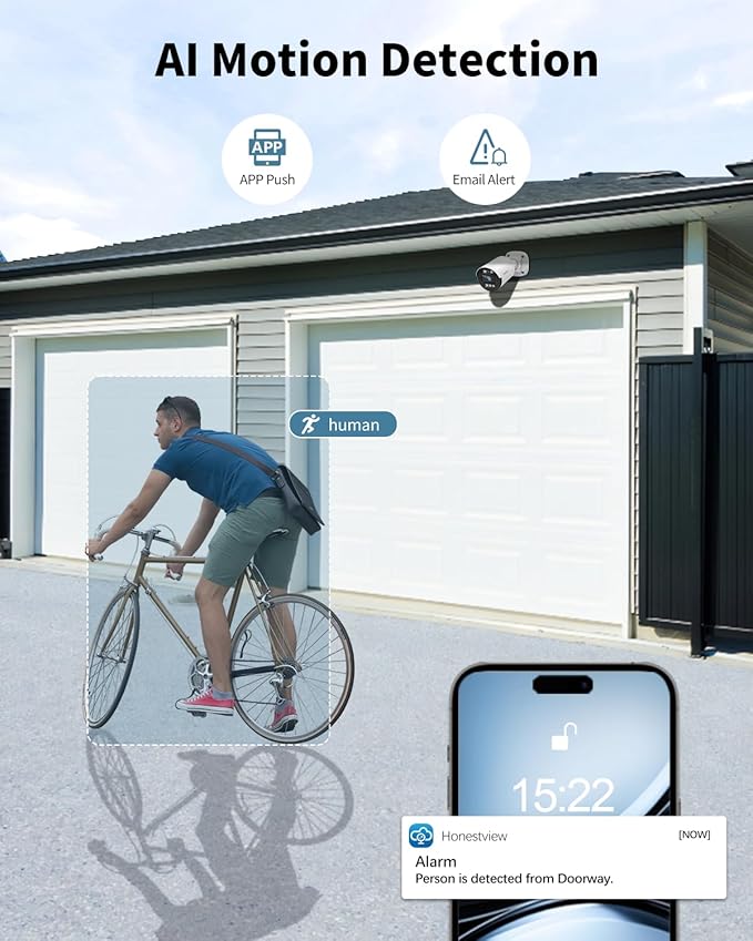 《80FT Night Vision & 122° Wide Angle》Outdoor Wired Security Camera System,CCTV Cameras Outside, Home Video Surveillance Systems, Surveillance DVR Kits