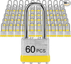Padlocks with Same Key, LQYN 60 Pcs Laminated Keyed Padlock (1-9/16", 40mm), Keyed Alike Locks, Long Shackle, for Storage Locker, Hasp Latch, Toolbox, Sheds
