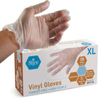 Med PRIDE Vinyl Gloves| X-Large Box of 100| 4.3 mil Thick, Powder-Free, Non-Sterile, Heavy Duty Disposable Gloves| Professional Grade for Healthcare, Medical, Food Handling, and More