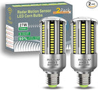 Radar Motion Sensor Light Bulbs A19 250W Equivalent AC85-265V 27W Motion Detector Auto Activated Dusk to Dawn Security Outdoor Porch Lights LED Bulb Daylight White 3375LM E26/E27 (2 Pack)