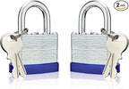Lock Outdoor Padlocks, Laminated keyed Padlock, 1-9/16 in Wide Body, Padlock Set with Keys (2Pack)