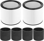 Cabiclean Foam Sleeve Filter for Shop-Vac 90304 90350 90333 Replacement for Most Wet/Dry Vacuum Cleaners 5 Gallon and Above, Compare to Part No.90304, 90585 (2+4)