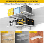 2Pack 2x3ft Adjustable Metal Garage Wall Shelving Heavy Duty Garage Storage Shelf Wall Mounted White