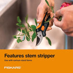 Fiskars Floral Pruning Shears - Plant Cutting Scissors/Garden Clippers For Deadheading and Working with Flowers - Black/Orange