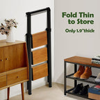 Taranta 3 Step Ladder, Portable Folding Ladder with Wide Pedal,Lightweight Aluminum Step Stool with Convenient Handgrip,330 lbs Capacity Stepladder for Home, Office-BlackWoodgrain