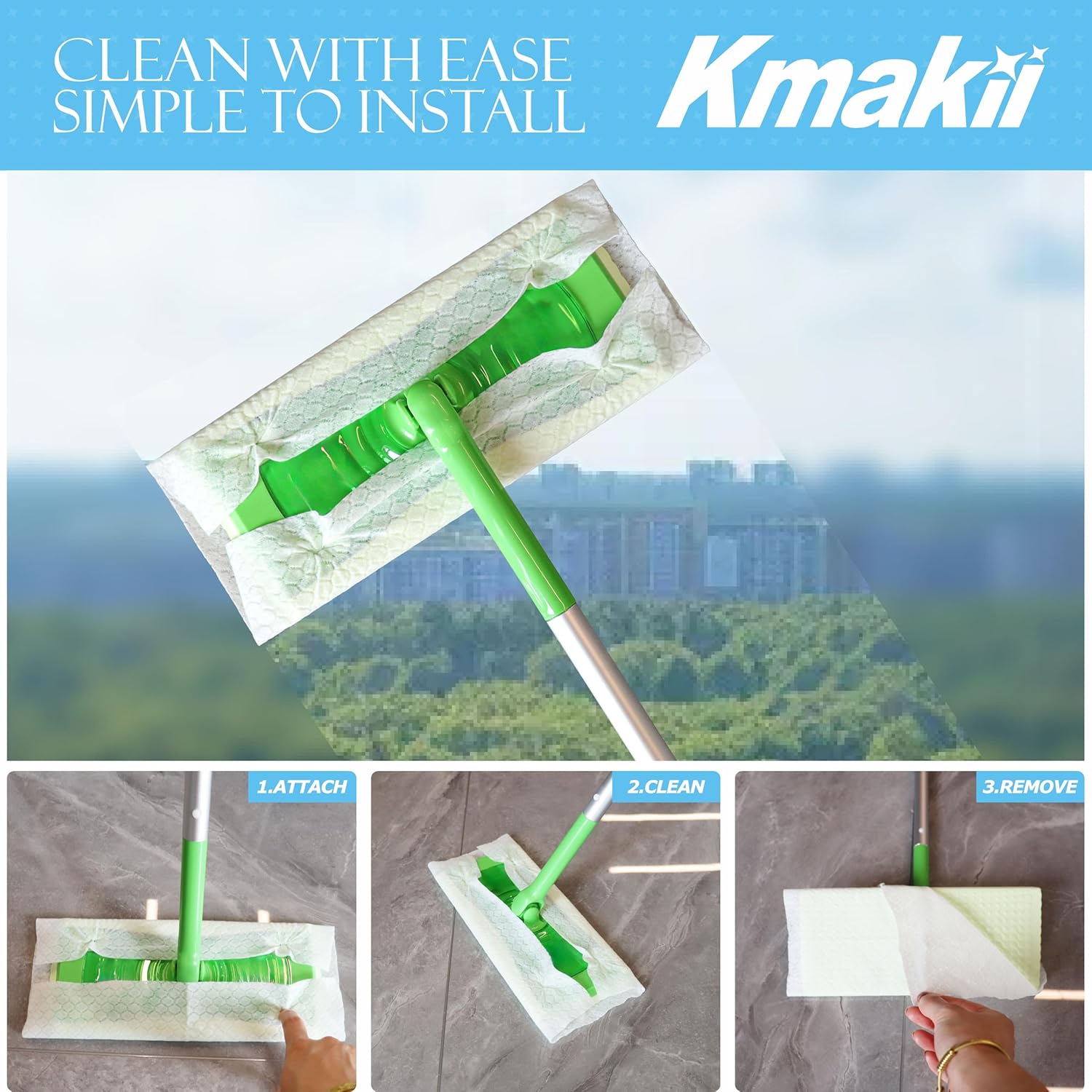 KMAKII Dry Sweeping Cloths Dry Mop Refills for Floor Mopping and Cleaning Disposable Dusting Cloths Electrostatic Cloths Unscented 180 Counts