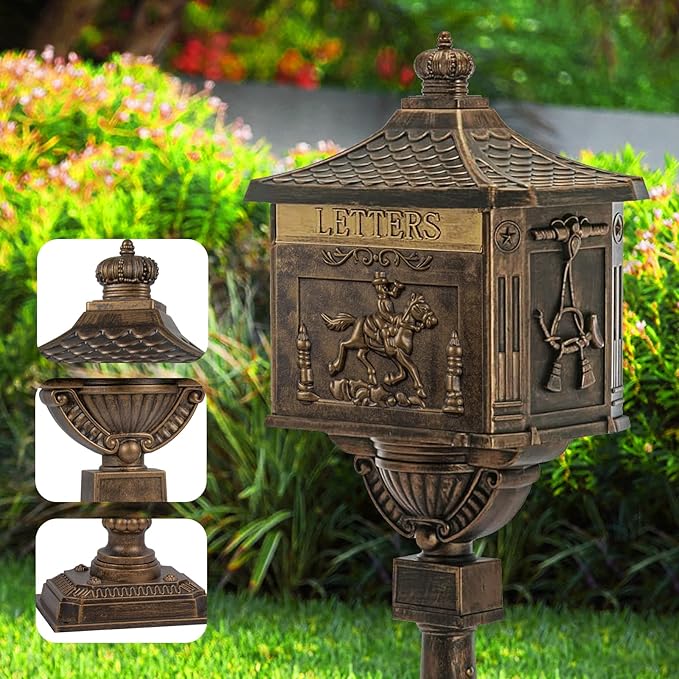 Polar Aurora Mailbox Cast Aluminum Bronze Mail Box Postal Box Security Heavy Duty New