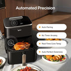 Typhur 8QT Sync Air Fryer with Built-in Wireless Meat Thermometer, 9-in-1 Smart Airfryer with Ceramic Nonstick Basket for Quick Easy Meals, 450°F Max, Cooks 6lb Whole Chicken, Dishwasher Safe, 120V