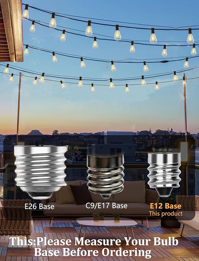 25 Pack Edison Light Bulbs, 5 Watts E12 Candelabra Base ST35 Edison Replacement Bulbs, Bistro Light Bulbs Incandescent for Outdoor Patio, Vintage Light Bulb Warm White