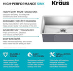 KRAUS Standart Pro 30 -inch Undermount Single Bowl 16 Gauge Stainless Steel Kitchen Sink, KHU100-30