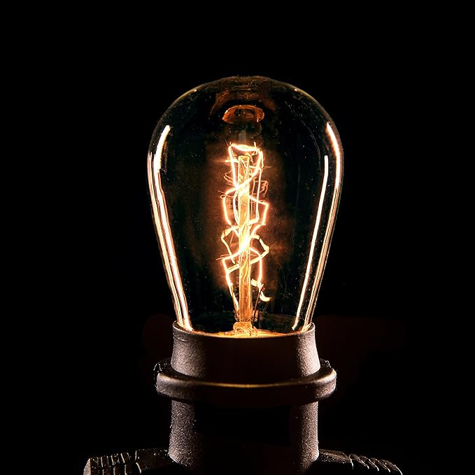 Hometown Evolution, Inc. E26 Commercial String Lights with 16 Gauge Wire (50 Foot 25 Socket, S14 Zig Zag Edison 11 Watt Bulbs)